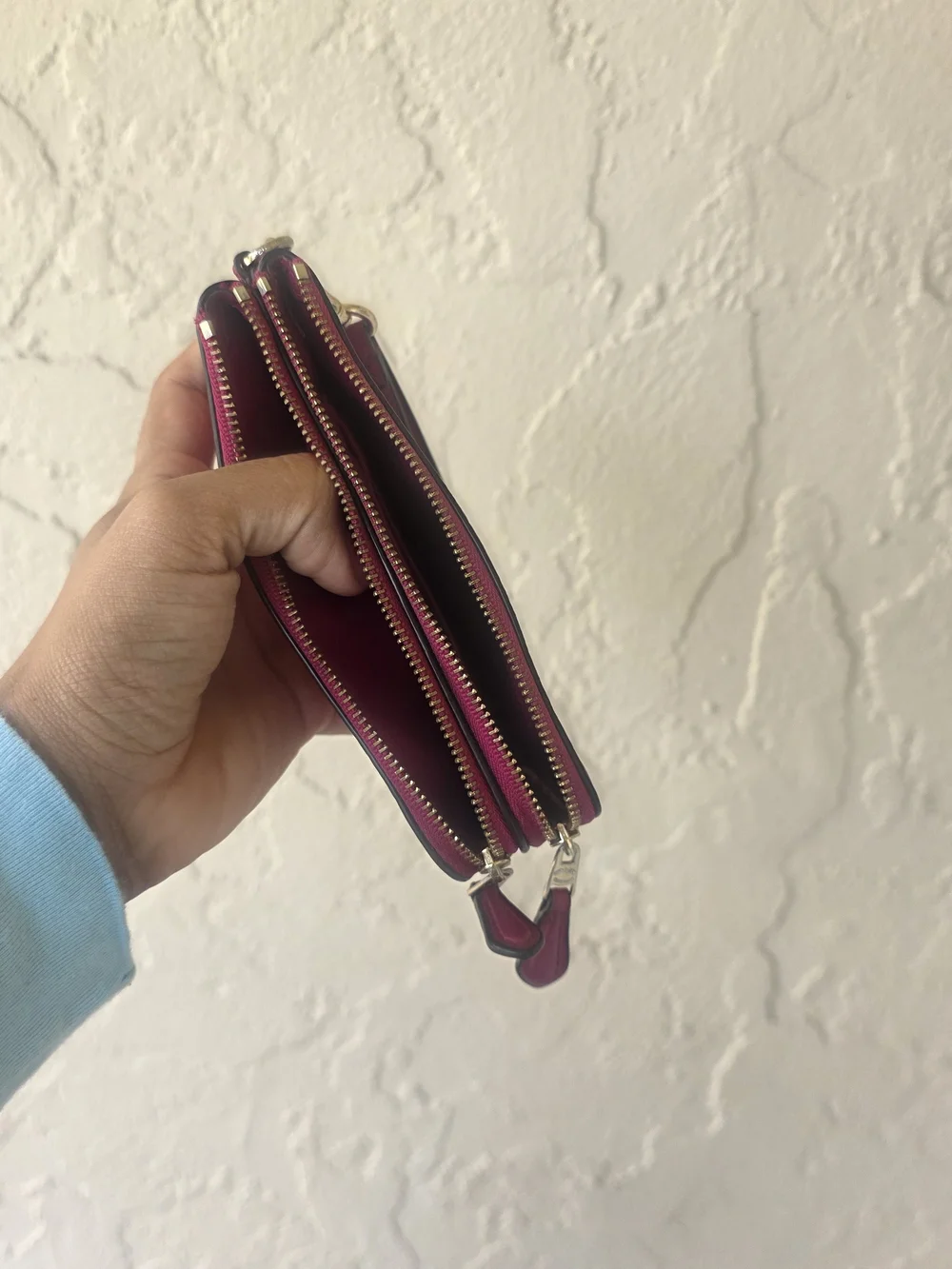 Leather Wristlet Wallet - Fuchsia